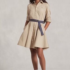 RALPH LAUREN Belted Cotton Chino Shirtdress - Girls Size 12